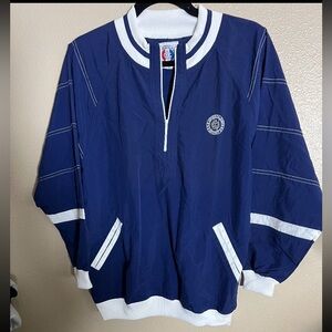 Vintage Navy and White Men's Windbreaker Greeline sport size medium